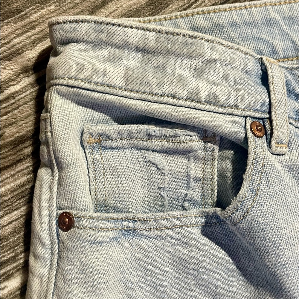 Loft Destructed Light Blue Curvy high waist ankle jeans - Picture 4 of 8